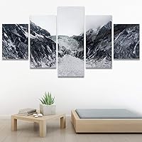 SIGNWIN 5 Panel Canvas Wall Art Snow Mountain for Home Decorations Ready to Hang - 60