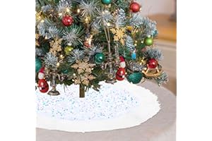 Fanqisi Mini Christmas Tree Skirt White Iridescent Sequin Xmas Tree Skirt 18 Inches for Christmas New Year Holiday Party Home Ornaments