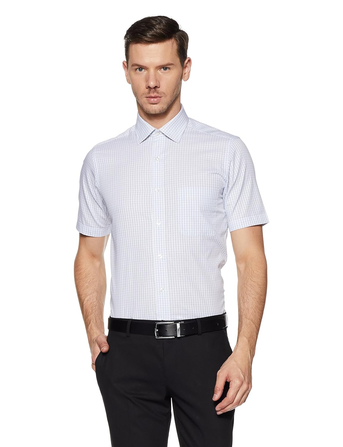 arrow men's checkered regular fit cotton formal shirt