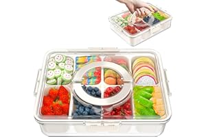 ZAYBBKEE Snackle Box Container,Divided Serving Tray with Lid and Handle,Portable Snack Box for Candy, Fruits, Nuts, 8 Compartments snack tray, Snack Organizer for Picnic,Party,Movie Night,Road Trips(1 Pack)