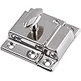 Large Stamped Nickel Plated Cabinet Door Latch - 2 1/8" × 2 1/8" - Spring Loaded Cupboard Door Latch with Oval Turn - Vintage Cabinet Hardware | UA-140-LPN (1)