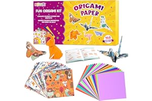pigipigi Craft Origami Paper for Kids - 160 Sheets Colorful Folding Papers Art Supplies Kit for 5 6 7 8 9 10 11 12 Years Old Girl Boy Teen Birthday Gift Preschool Activity Toy
