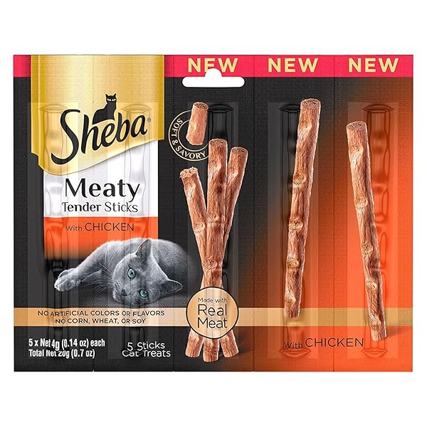 SHEBA MEATY TENDER STICKS CHICKEN FLAVOR – 5 BREAKABLE STICKS (PACK OF 3)