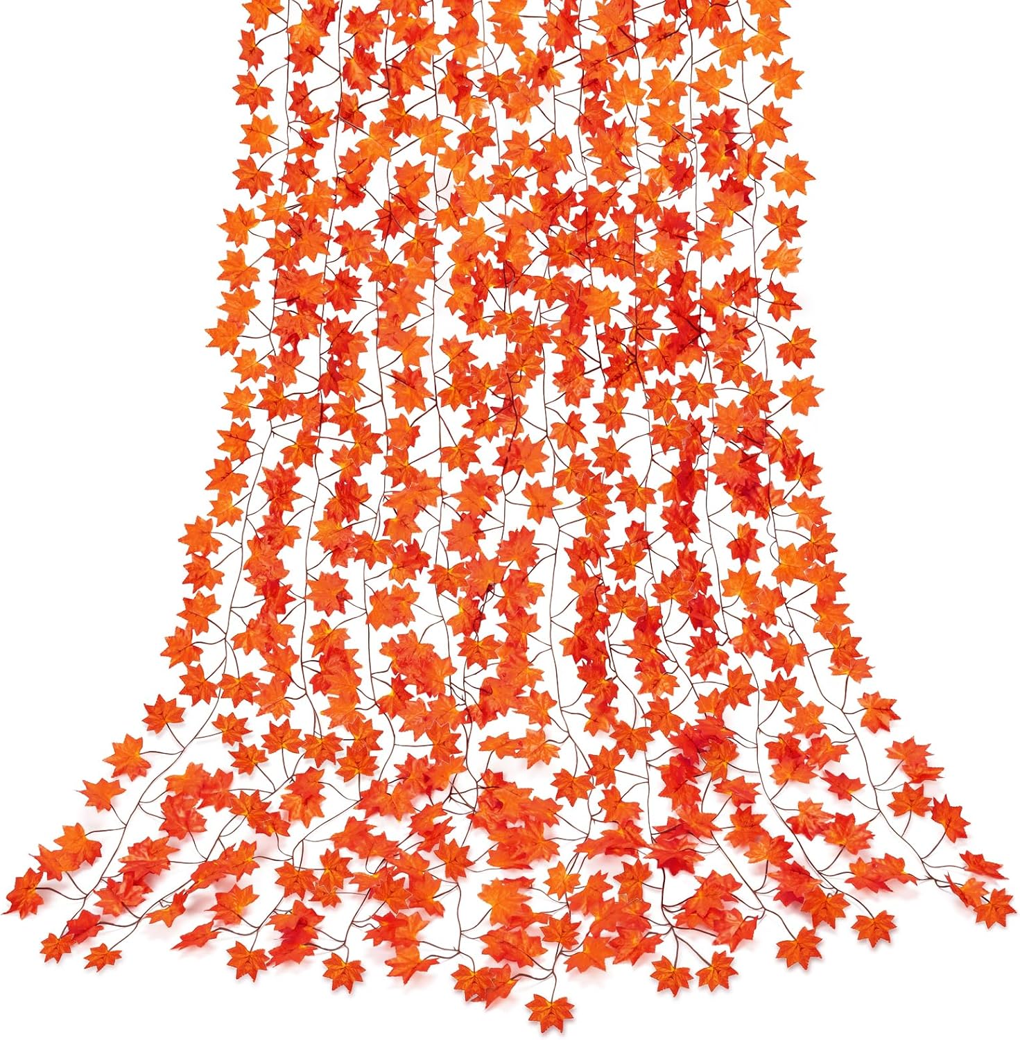 Wreaths, Garlands & Swags - CQURE 36 Pack Fall Leaf Garland, Hanging Vines Garland Artificial Fall Maple Leaves Garland Thanksgiving Decor for Home Wedding Fireplace Party