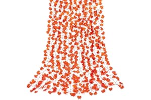 CQURE 24 Pack Fall Leaf Garland, Hanging Vines Garland Artificial Fall Maple Leaves Garland Thanksgiving Decor for Home Wedding Fireplace Party