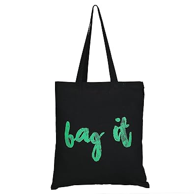 EcoRight Unisex Cotton Canvas Reusable EcoFriendly Tote Bag (Black)