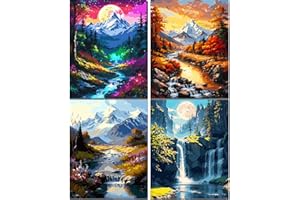 KICHANG 4Pcs Scenery Paint by Number Kit for Adults,Paint by Number for Adults Canvas,DIY Adult Paint by Number Oil Painting Acrylic Paints,Paint by Number on Canvas for Home Decor Gift-15.7x19.6in