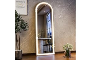 HARRITPURE Arch LED Full Length Mirror - 64" x 21" LED Mirror Full Length with Lights Full Body Mirror Standing Mirror with Lights for Bedroom/Cloakroom -Dimmable & 3 Color Lighting/Wall Mounted