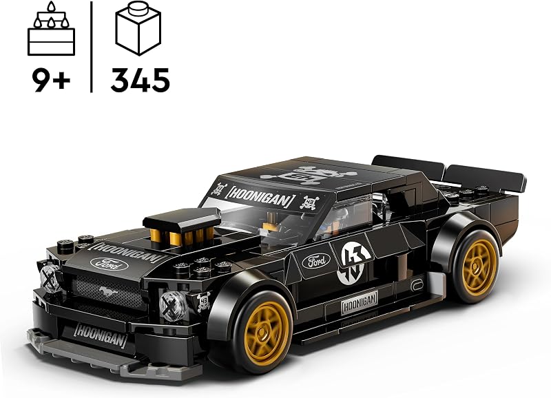Speed Champions 65 Ford Mustang Hoonicorn V1 de Ken Block - Modelo de Carro de Corrida de Brinquedo de Minifigura de Colecionável - Presente com Potência para Crianças 9+ Anos - 77262
