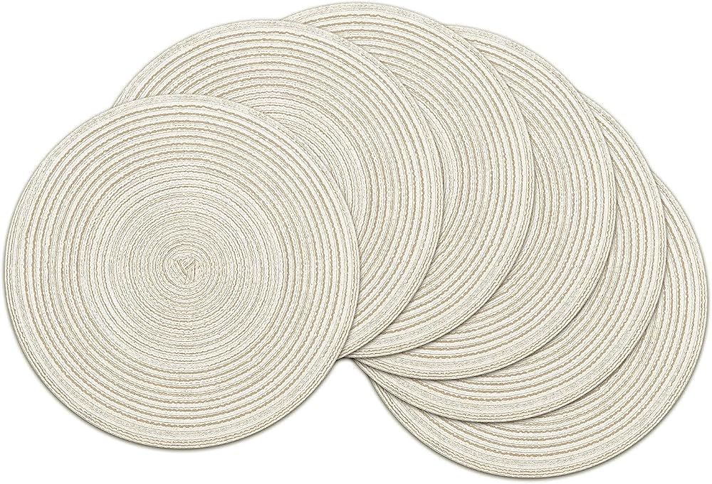 SHACOS Woven Round Placemats Set of 6 38 cm Heat Resistant Non-Slip