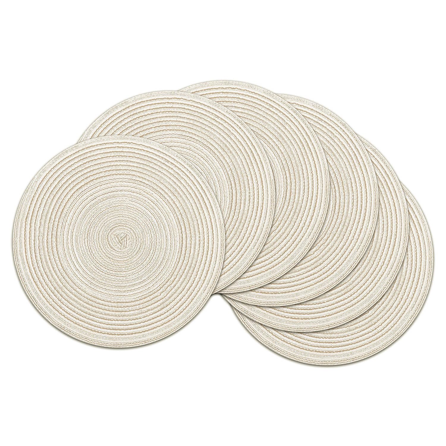 SHACOS Woven Round Placemats Set of 6 Washbale Place Mats Heat Resistant Dining Table Mats Round Table Placemats for Kitchen Home Party Restaurant