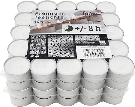 Firefly Candele Tealight Ricaricabili, 5 Pezzi Con Imbuto, Fiamma Regolabile, Senza Profumo