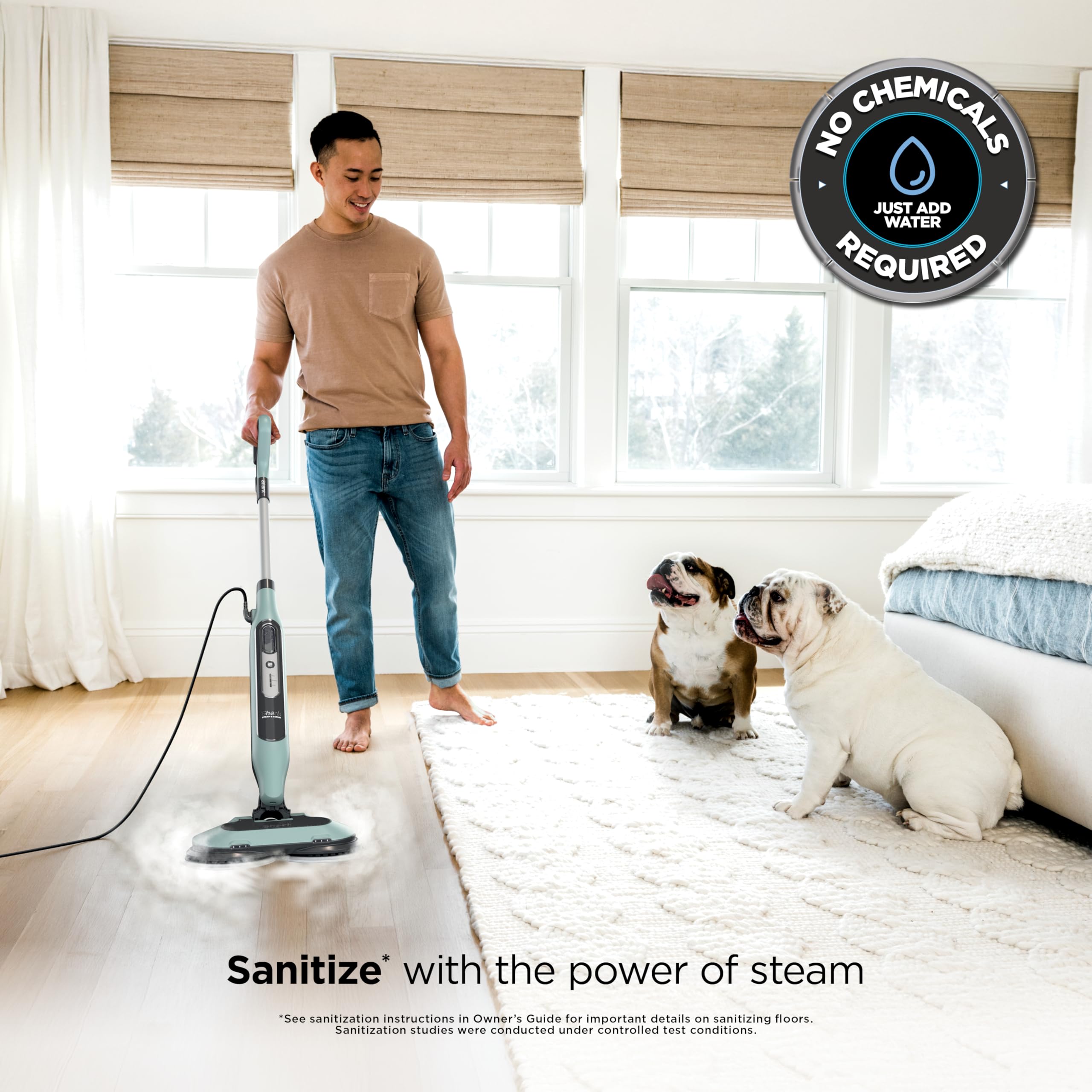Shark Steam & Scrub Steam Mop, All-in-One Scrubbing and Sanitizing Hard Floor Cleaner, LED Headlights, 4 Dirt Grip Soft Scrub Pads Included, XL Water Tank, Swivel Steering, Hawaiian Grey, S8001