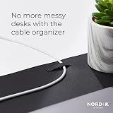Nordik By Design Leather Desk Mat Cable Organizer Pebble Black 89x43cm view 3