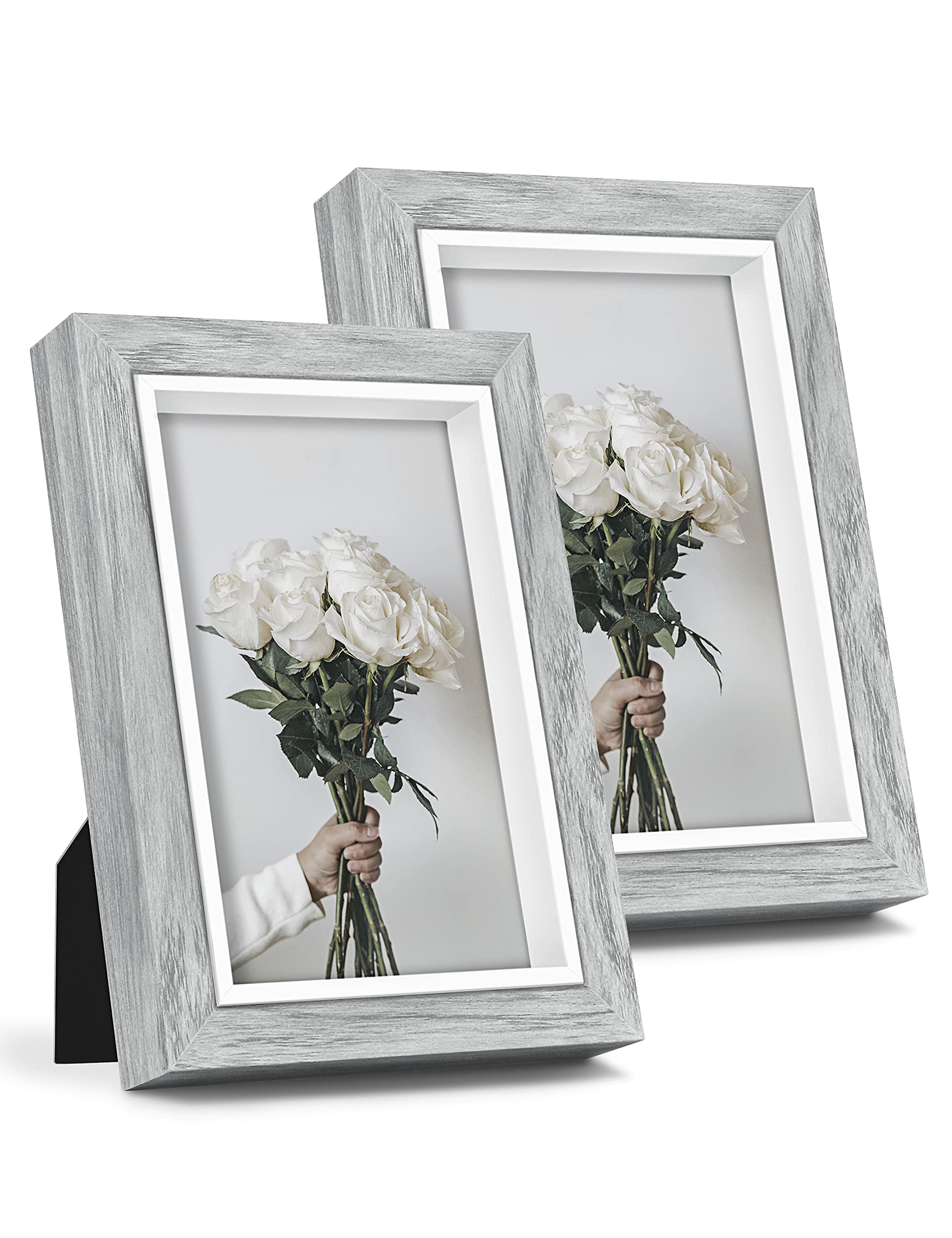 SUMGAR 6x4 Photo Frames 6 X 4 Picture Frame Grey Photo Frame Wooden Picture Frames Small Rustic With Real Glass For Wall Desk Graduation Wedding Family Best Friend Birthday Christmas Gifts 2 Pack
