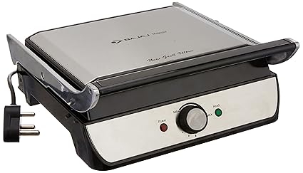 Bajaj New Grill Ultra 2000-Watt 4-Slice Sandwich Maker (Brushed Silver)