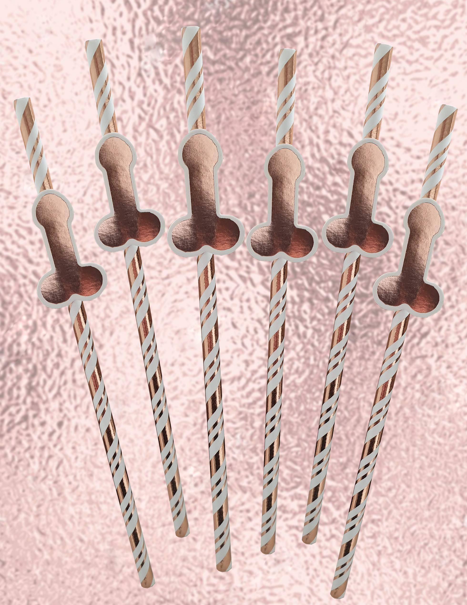Alandra Party STRAW-WILLYRG Rose Gold Willy Straws Pack of 6 Straws