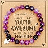 VICKHU Beaded Bracelets for Women Encouragement Healing Natural Gemstone Butterfly Heart Bracelets Gifts for Women Mom Daughter Wife Sister Coworker Friend teacher on Christmas Thanksgiving