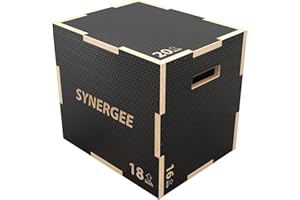 Synergee 3 in 1 Non-Slip Plyometric Box for Jump Training and Conditioning. Wooden Plyo and Soft Plyo Box All in One Jump Tra