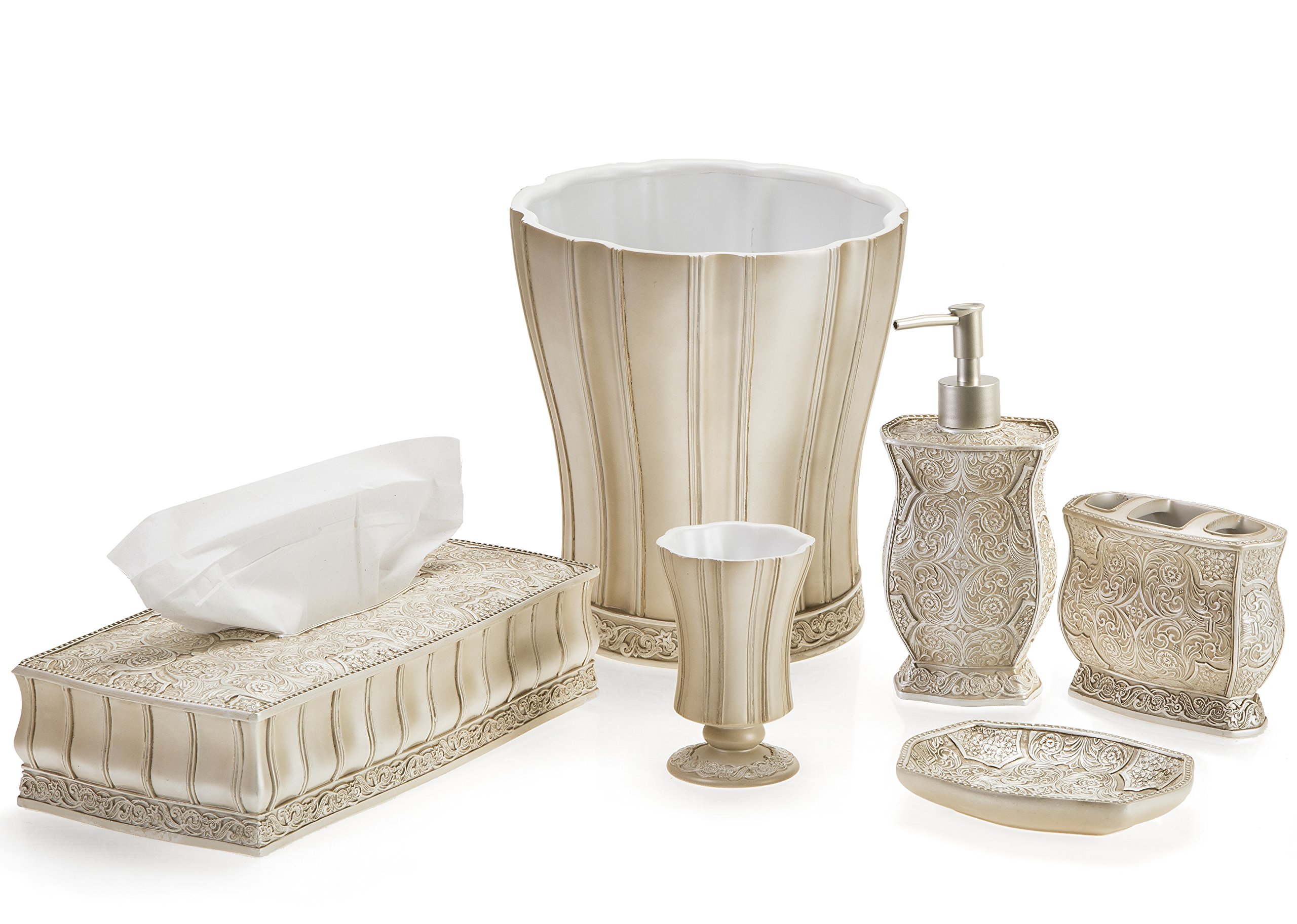 Creative Scents Victoria Bath Ensemble, 4 Piece Bathroom Accessories