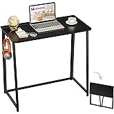 WOHOMO Folding Desk, 31.5" Foldable Computer Table for Small Spaces, Black | Easy Assembly and Fold, Sturdy Home office desks for Study Bedroom Dorm Space Saving Writing Work Apartment