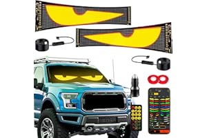 Devil Eyes Light 2PC for Windshield-23.42x4.72IN HCYHNB Programmable LED Eyes [Advanced Chip, 100% Synced Dual Screen] 5V USB Powered, App/Remote Control, Windshield Eyes Animated for Cars/Trucks/SUVs