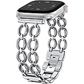 Minyee Compatible with Apple Watch Band 41/40/38/44/45/46/49/42mm Women, Dressy Pretty Metal Strap Double Chain Twisted Designer Fancy link Bracelet for iWatch Series 11 10 9 Ultra SE 8 7 6 5 4 3 2 1