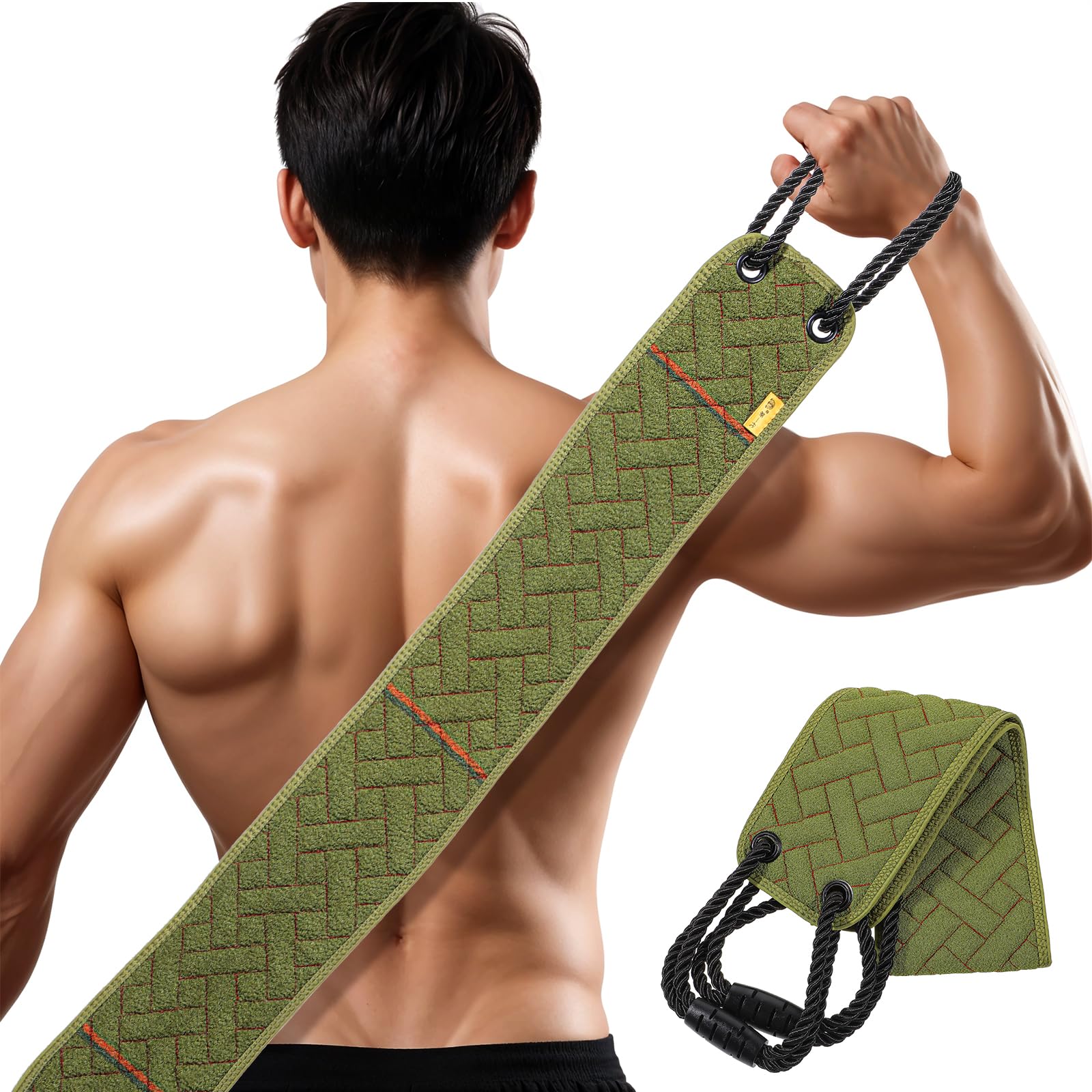 Gjinxi Exfoliating Back Scrubber for Shower, 37.4 Inches Back Washer with Handles, Deep Exfoliating Body Scrubber, Double-Sided Body Scrub Bath Exfoliator, Back Washer – Skin Care for Men and Women