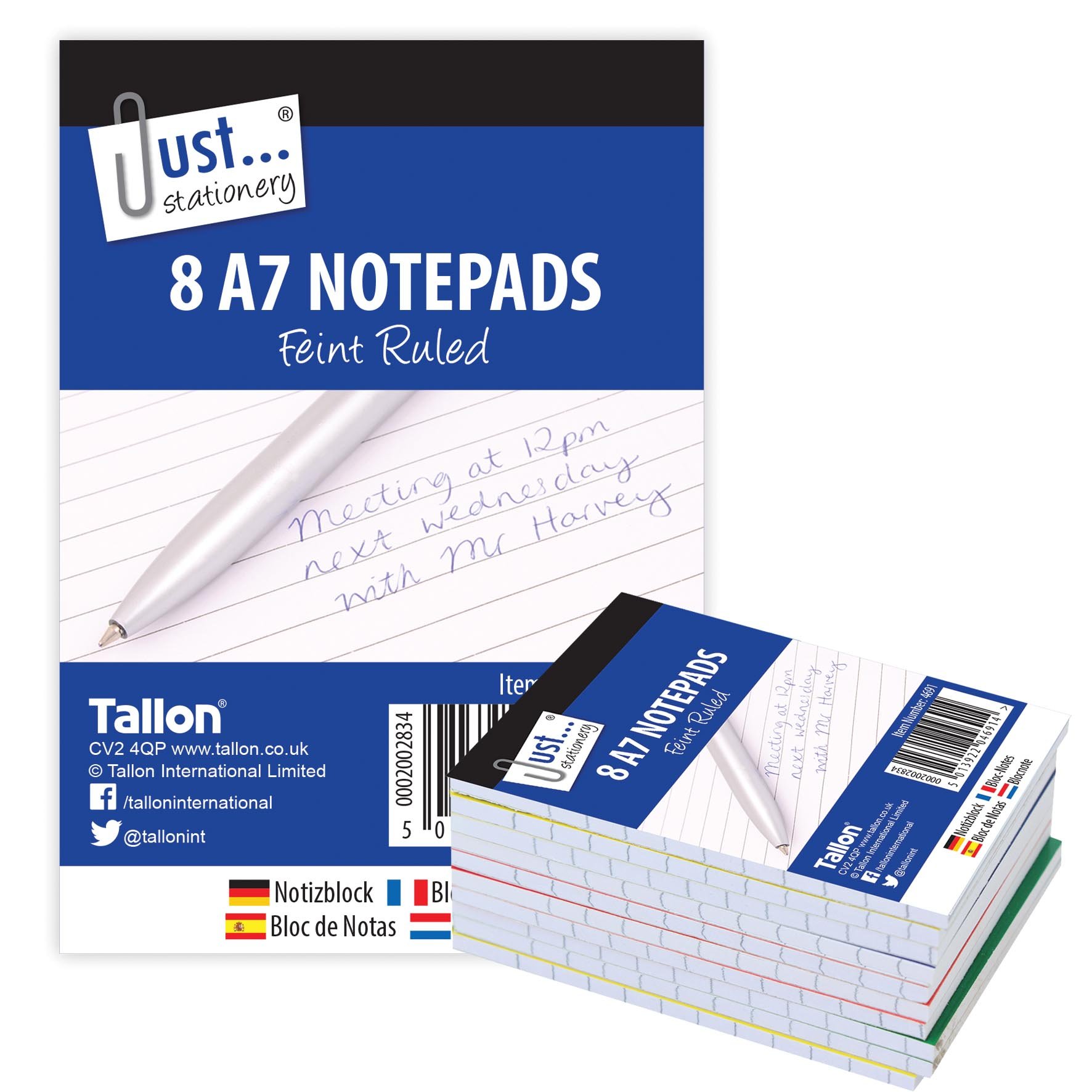 Just stationery A7 Notepad (Pack of 8), 4691