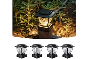 OPOIRA Solar Post Cap Lights Outdoor, Glass Deck Fence Post Cap Light Solar Powered for 4x4 Vinyl/Wooden Posts, Solar Lamp Post Light with 2 Lighting Modes for Patio Garden, Bright Warm White (4 Pack)
