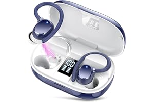 HADBLENG Wireless Earbuds 2024 Bluetooth 5.3 Headphones Sport Bluetooth Earbuds with ENC Noise Canceling Mic 128H Stereo Wireless Headphones IP7 Waterproof with Earhooks Dual LED Display for Running/Workout