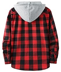 ZITY Men's Flannel Hoodie Shirts Casual Button Down