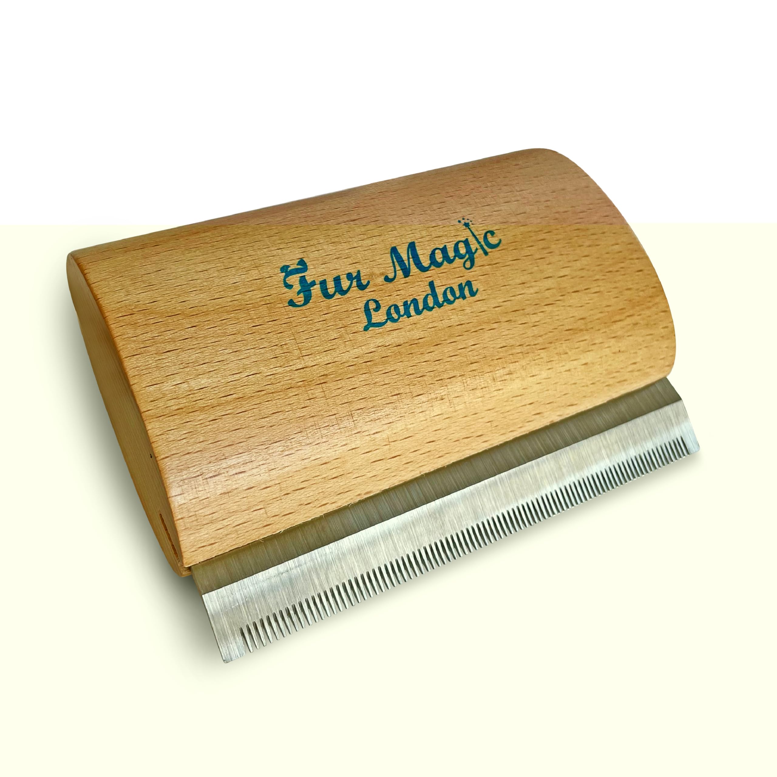Fur Magic Wooden Deshedding Tool for Dogs and Cats, Grooming Brush for Shedding, 4 inches
