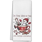 KGHYT Funny Snowman Hot Cocoa Christmas Kitchen Towels 16x24 Inches Winter Dish Towels Absorbent Tea Towels Cute for Home Decor .(076)
