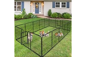 Giantex 40 inch Dog Fence with Door, 16 Panels Dog Playpen for Outside Large Dogs, Portable Pet Playpen Fencing Enclosures, H