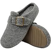 CicoMuin Women's Slip on Fuzzy Clogs with Adjustable Buckle Memory Foam Loafer Slippers with Polar Fleece Outdoor Warm Plush Slippers with Faux Fur Lining