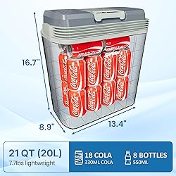 SUNVIVIPRO 21QT Car Fridge with Handle, 12V Plug-in