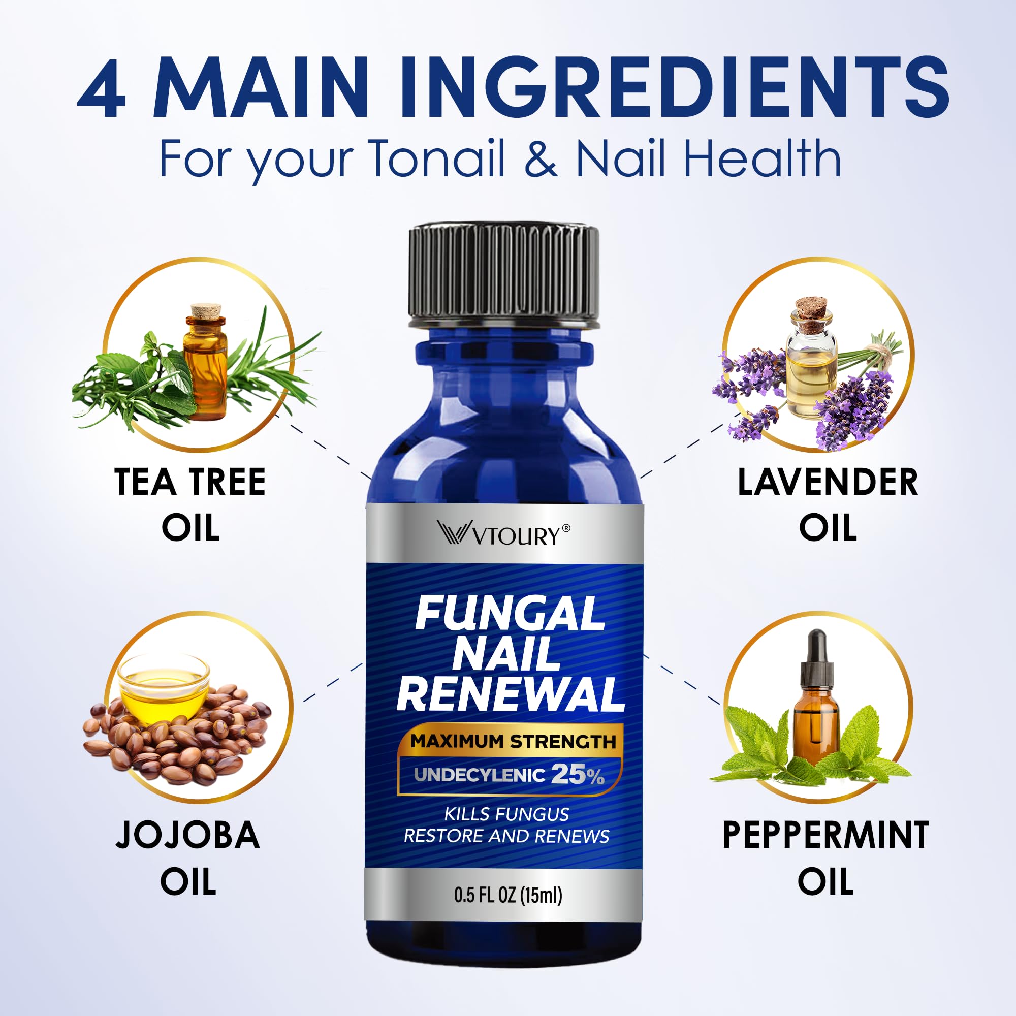 2 Bottle Toenail Fungus Treatment Extra Strength, 25% Undecylenic Acid, Tea Tree Oil, Toe Nail Fungus Treatments, Toe Fungus Treatment for Toenail - Image 3