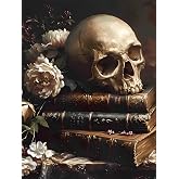 HHMATITS Skull Book Diamond Art Kits for Adults, Diamond Painting Kit | Book Diamond Art Kits for Beginner, 5D DIY Skull Book Diamonds Painting Round Full Drill for Home Wall Decor Gift 12x16 inch