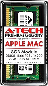 A-Tech 8GB RAM for Late 2015 iMac 27 inch Retina 5K | DDR3L 1866MHz / 1867MHz PC3L-14900 SO-DIMM 204-Pin CL13 1.35V Non-ECC Unbuffered Memory Upgrade Module