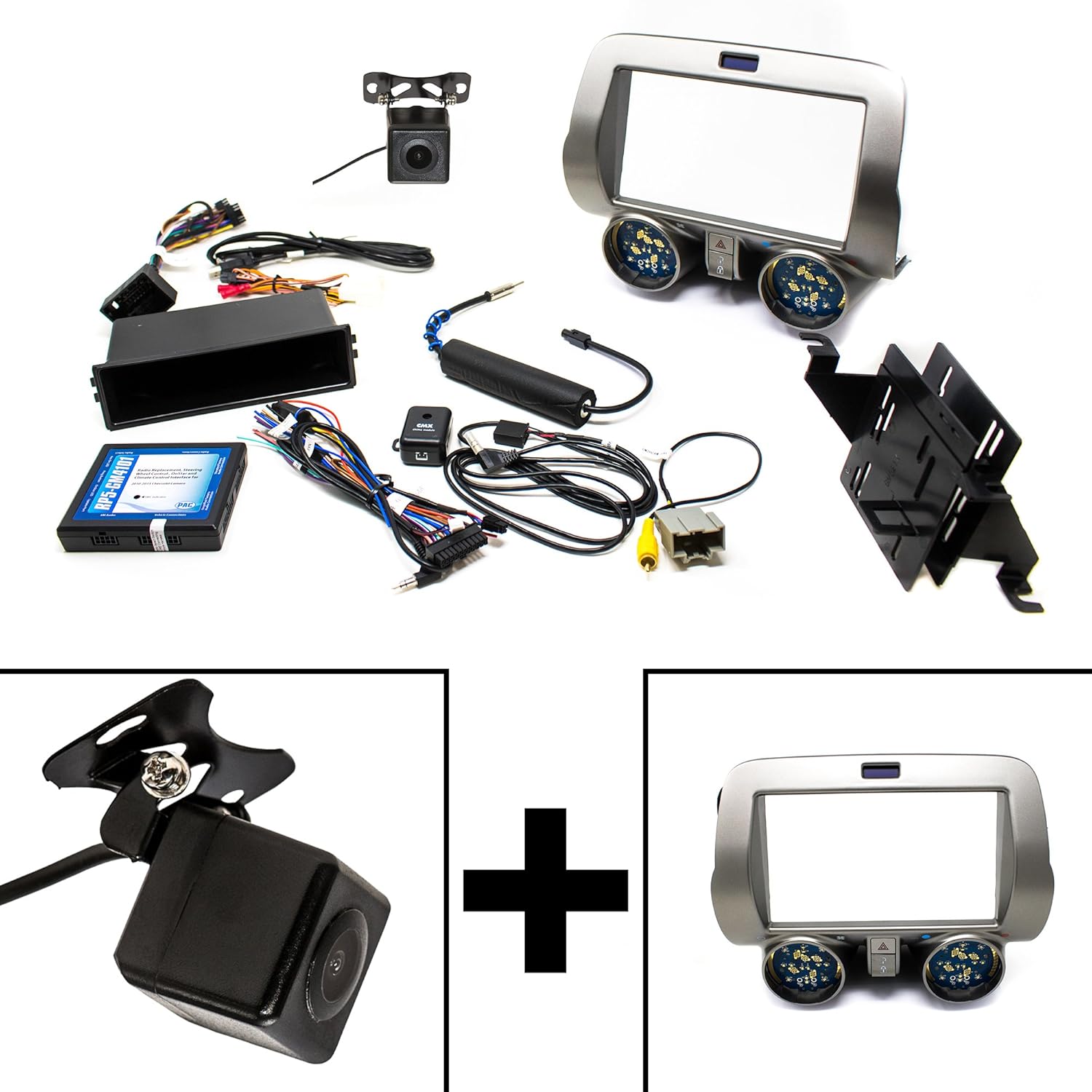 PAC RPK5-GM4101 Chevrolet Camaro Integrated Radio Replacement Kit 2010-15 (Grey With Back-Up Camera)