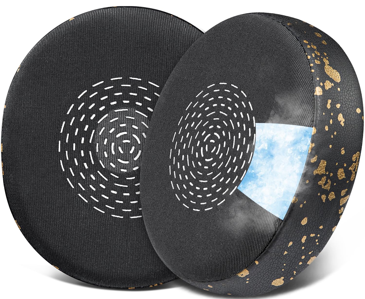 SOULWIT Cooling Gel Earpads Replacement for Jabra Evolve2 75 PC Wireless Headset (Do Not fit Evolve 75), Ear Pads Cushions with Ice Silk Fabric, Noise Isolation Foam - Black Gold