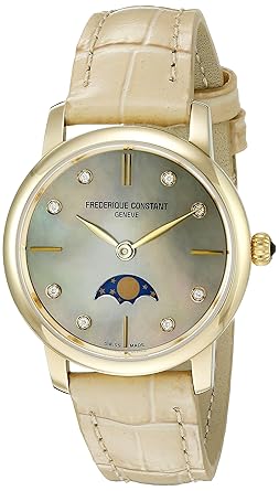 Frederique Constant Womens FC206MPWD1S5 Analog Display Swiss Quartz Beige Watch