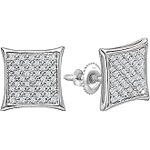 Dazzlingrock Collection 0.20 Ctw Natural Round White Diamond 12.2mm Kite Micro-pave Hip Hop Iced Out Studs in 925 Sterling Silver, Unisex Design Ladies,Mens Real Diamond Earrings