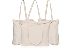 Canvas Totes with Zipper, KOOLMOX 12oz Heavy Duty Cotton Canvas Tote Bag with Handles