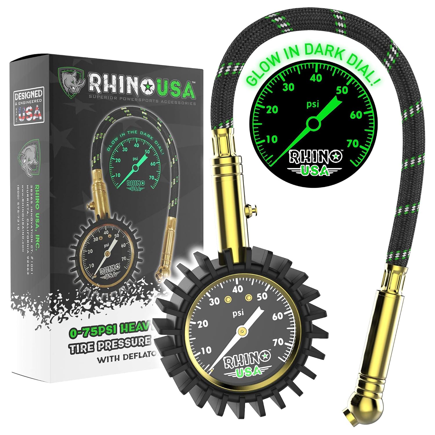 Rhino USA Heavy Duty Tire Pressure Gauge