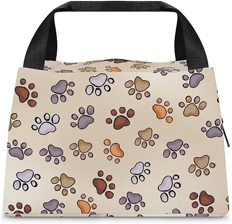 Amazon ランチバッグ 犬の足跡 クーラーバッグ 保冷 保温 トートバッグ ショッピングバッグ プチバッグ レディース ランチトート かわいい お弁当バッグ おしゃれ ファスナ付き アルミシート 通勤 通学 アウトドア ランチバッグ ランチ巾着 ランチベルト オンライン通販
