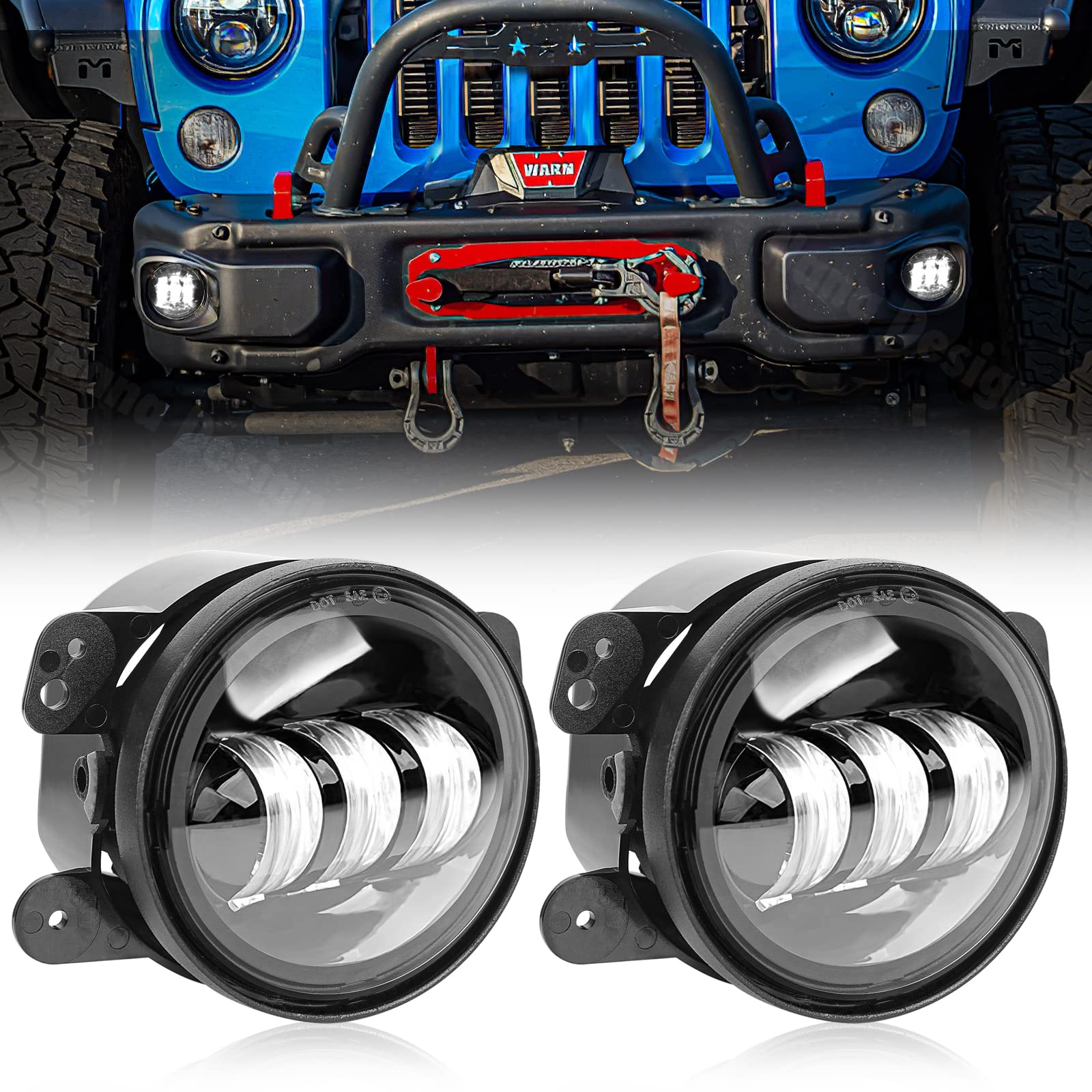 Photo 1 of KARSAM 4Inch LED Fog Lights for 2007-2018 Jeep Wrangler JK JKU 2018-2024 JLU Front Bumper White Round Fog Light, 30W LED Off Road Lights for Driving, 4" Fog Lamps, Accessories for Jeep Wrangler 2PCS