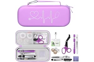 BOVKE Stethoscope Case Nurse Tool Sets Contains Stethoscope Case, Medical Scissors, 2 Penlights, Bandage Wraps, Name Card Holder, 15Pcs Nursing School Essentials for Nurse Work, Purple