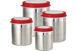 Tramontina 4 Piece Canister Food Cannister Set, Red